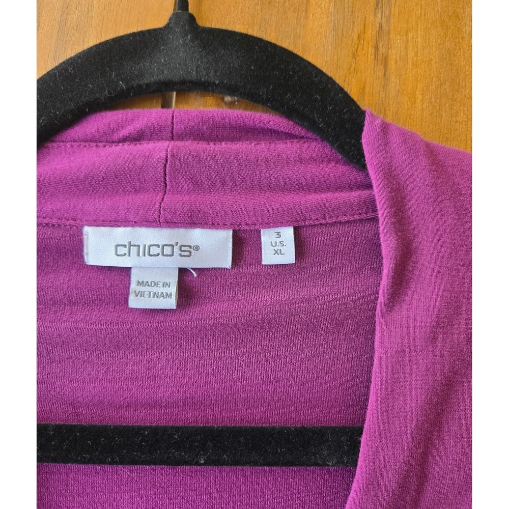 Chicos Purple Pleated Chiffon Bell Sleeve Top Sz 3/XL Feminine Boho Hippie Fairy - Picture 4 of 8